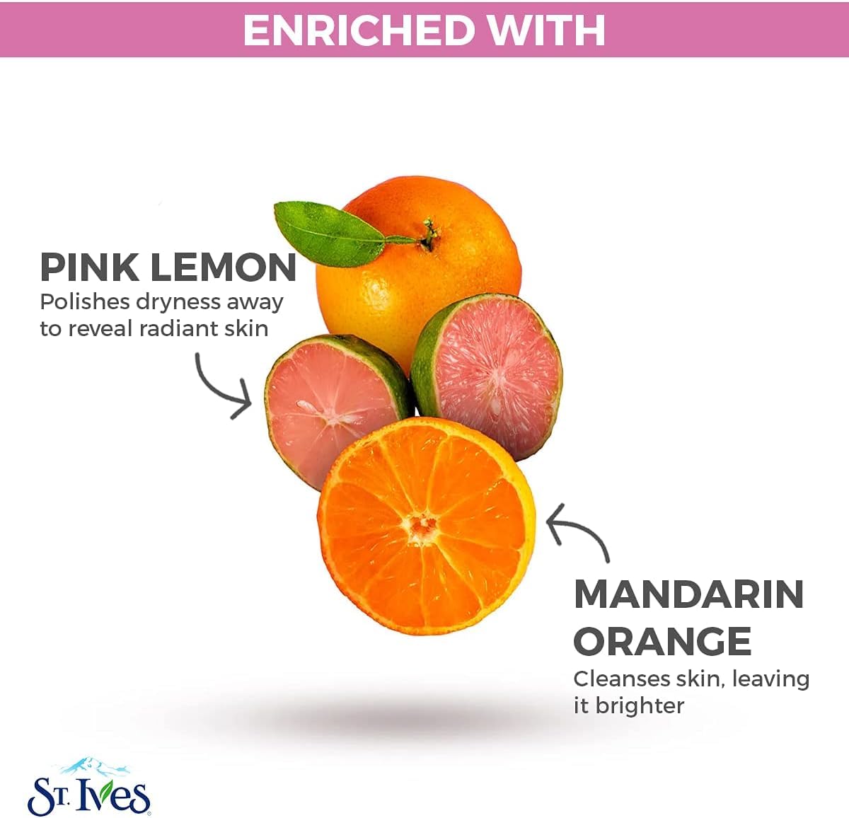 beauty mix St. Ives Radiant Skin Face Scrub for Dull Skin, Pink Lemon and Mandarin Orange, Dermatologist-Tested Face Wash Scrub with 100% Natural Exfoliants, 150 ml, Pack of 3 for Brighter, Smoother Skin