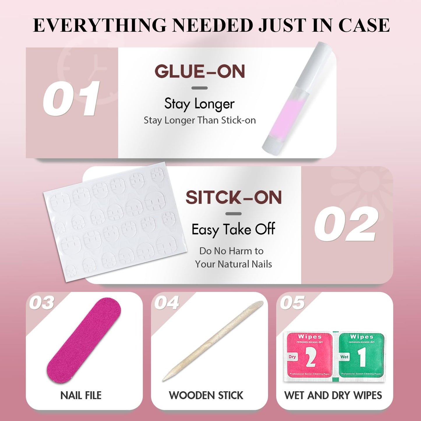 KQueenest Dark Pink Press on Nails Short Medium Square, Short False Nails with Glue, Glossy Rose Pink Fake Nails Press ons, Natural Fit, Coffin Reusable Gel Stick on Nail for Women Decoration 28 Pcs