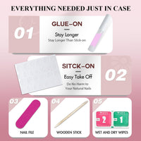 KQueenest Dark Pink Press on Nails Short Medium Square, Short False Nails with Glue, Glossy Rose Pink Fake Nails Press ons, Natural Fit, Coffin Reusable Gel Stick on Nail for Women Decoration 28 Pcs