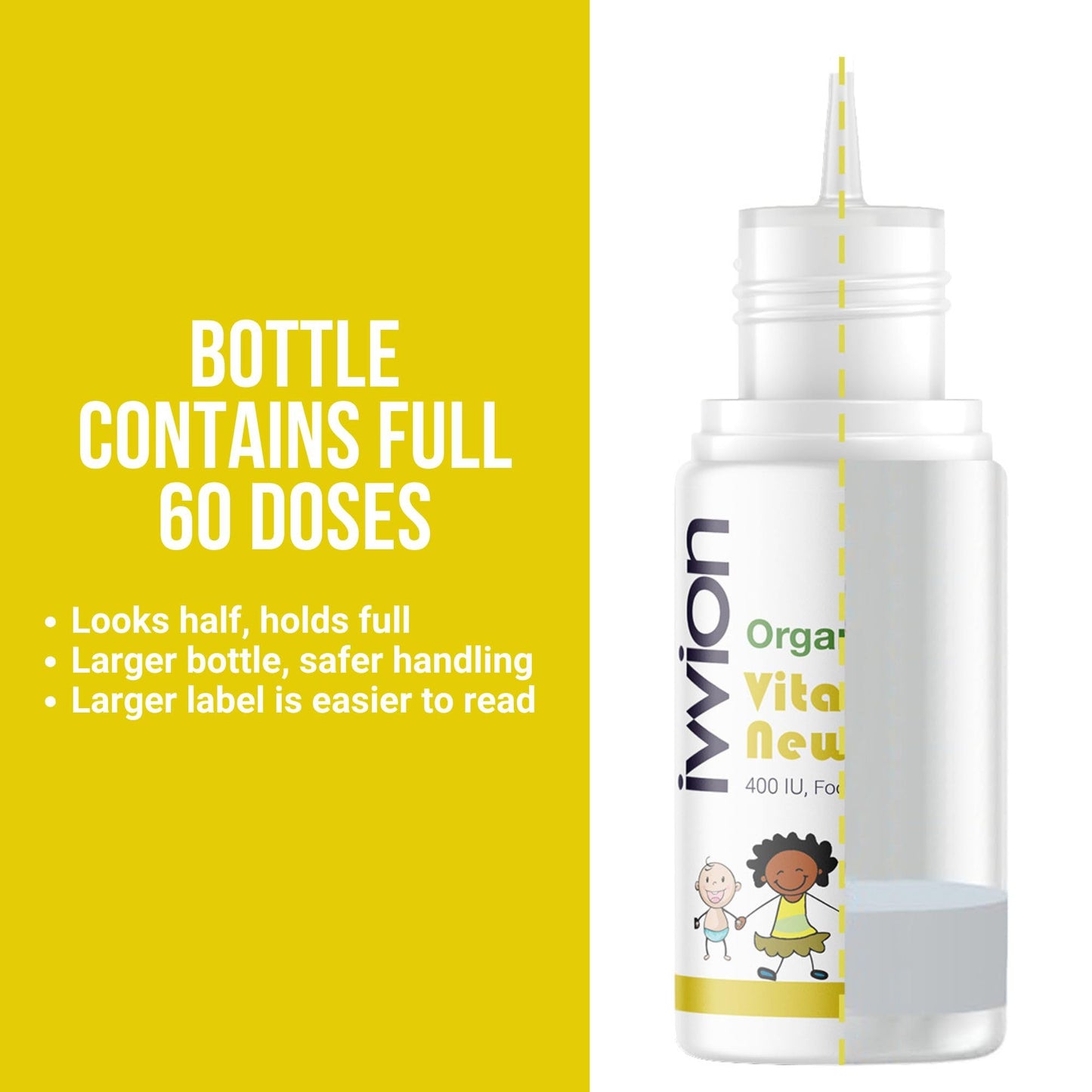 ivvion Ivvion Organic Vegan 400IU, Vitamin D3, 60 Drops – Baby Drop for Infants & Toddlers | USDA Organic, Non-GMO, Plant-Based, No Additives or Preservatives, All Natural, Made in UK – Pack of 2