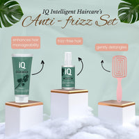 DCF Success IQ Haircare Essentials - IQ Hair Serum (75ml) for Nourishing Hydration, IQ Intelligent Blow Dry Cream (150ml) for Professional-Grade Styling, and a Detangling Hair Brush for Smooth, Tangle-Free Hair