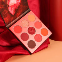 Docolor 9 Colours Red Eyeshadow Palette Shadow Palette Highly Pigmented Mattes Shimmers Nature Smokey Glitter Cream Colorful Powder Waterproof Makeup Palette-Space