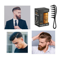 Totex Hair Styling Powder Wax 20g + Beard & Hair Styling Comb | Volumizing Texturising Dust Powder | Matt Look | Anti-Static Comb for Men & Women | Long Lasting Hold & Natural Finish