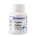 Metabolics Turmeric with Piperine- Pot of 90 Capsules- Highly Bio Available Source of Curcumin, Supported with Piperine (Black Pepper) to Improve Absorption