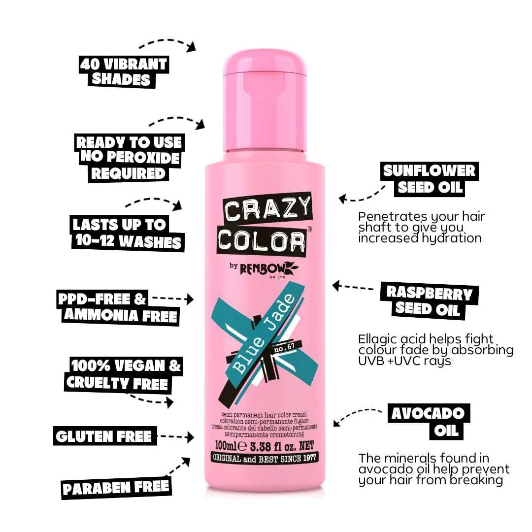Crazy Color Blue Jade Semi Permanent Hair Dye 100ml