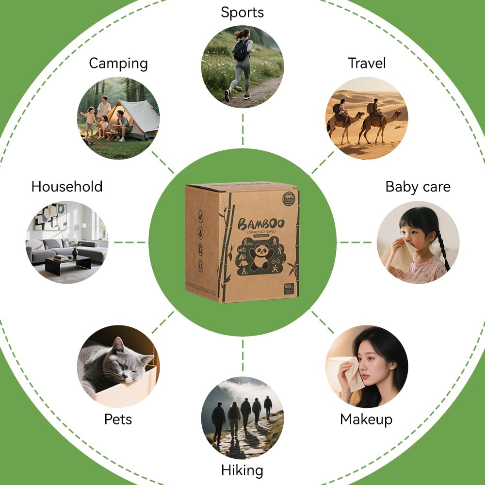 100 Compressed Towels Disposable Compressed Cotton Coin Face Towel Expandable Face Hand Cloth for Camping Traveling Home & Outdoor Activities Skin-Friendly(bbz)