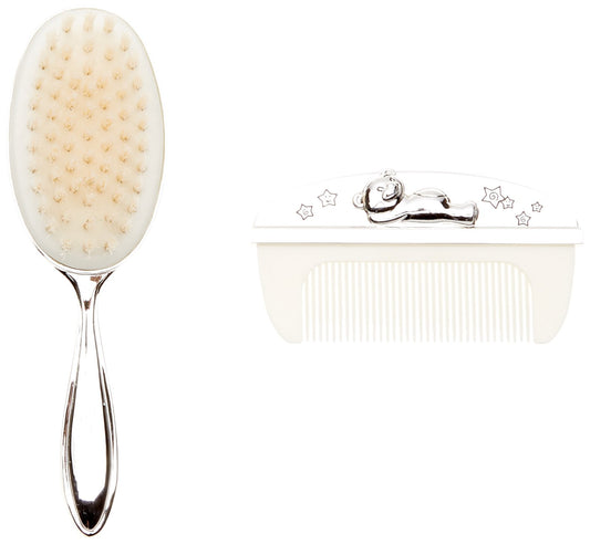 Ahoda Widdop & Bingham - CG309 C - Birth/Christening Gift Set Brush & Comb Silver Plated - 16.2 x 8.2 x 5.6 cm