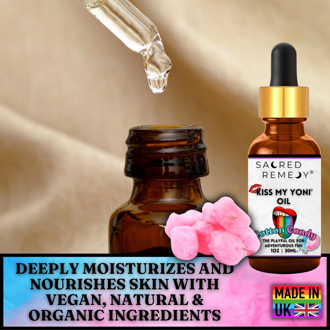 Kiss My Yoni Oil COTTON CANDY Premium Body Lotion Rub. Non-Sticky, 30ml, Massage Oil. Vegan, Natural, Organic, Non-Toxic.