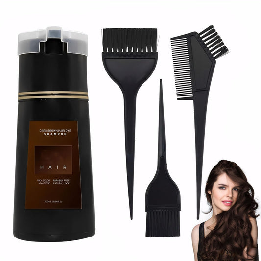 LINXINS Nova Hair Dye Shampoo, NovaHair Instant Dye Shampoo for Men & Women, Natural Hair Color Shampoo for Hair Dyeing Nourishing Hair Growth - Dark Brown