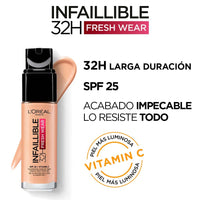 L'Oréal Paris Liquid Foundation, Full Coverage, Lasting Wear, With Vitamin C and SPF 25, Infallible 32H Fresh Wear, 160 Rose Linen