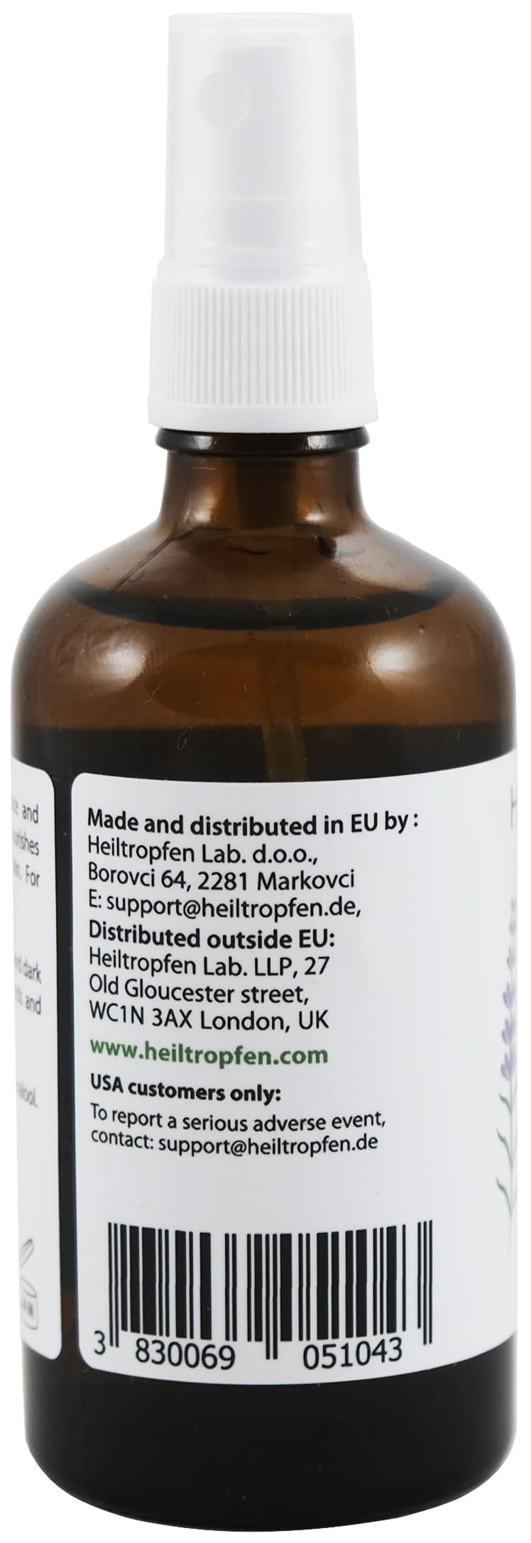 Lavender Hydrosol - Hydrolat 3.4 fl. oz. - 100 ml | 100% Natural Ingredients Hydrolate | Gentle Hydration & Powerful Relaxation | Heiltropfen®