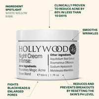 hollywoodskin Organic Salicylic acne cream. 4X STRONGER, 11X FASTER! Patented technology features Hyaluronic Acid (5%), Vitamins A and C + Tea Tree Oil. Target Blemishes. 50ml