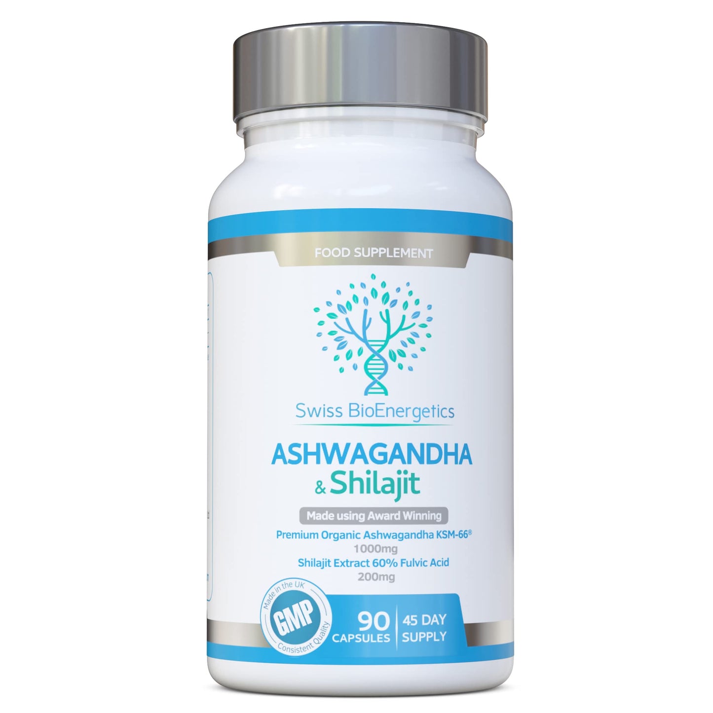 Ashwagandha & Shilajit - Award Winning Ashwagandha KSM-66 1000mg & Purified Shilajit Extract 200mg (60% Fulvic Acid) - No artificial fillers, binders or flow agents - Suitable for Vegans