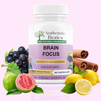 Authentic Biotics Brain Focus Supplement with Ashwagandha KSM-66 – Nootropic with B Complex & Magnesium – Energy, Memory, Focus & Mental Clarity – Vegan Cognitive Support – 3x60 Capsules Pack
