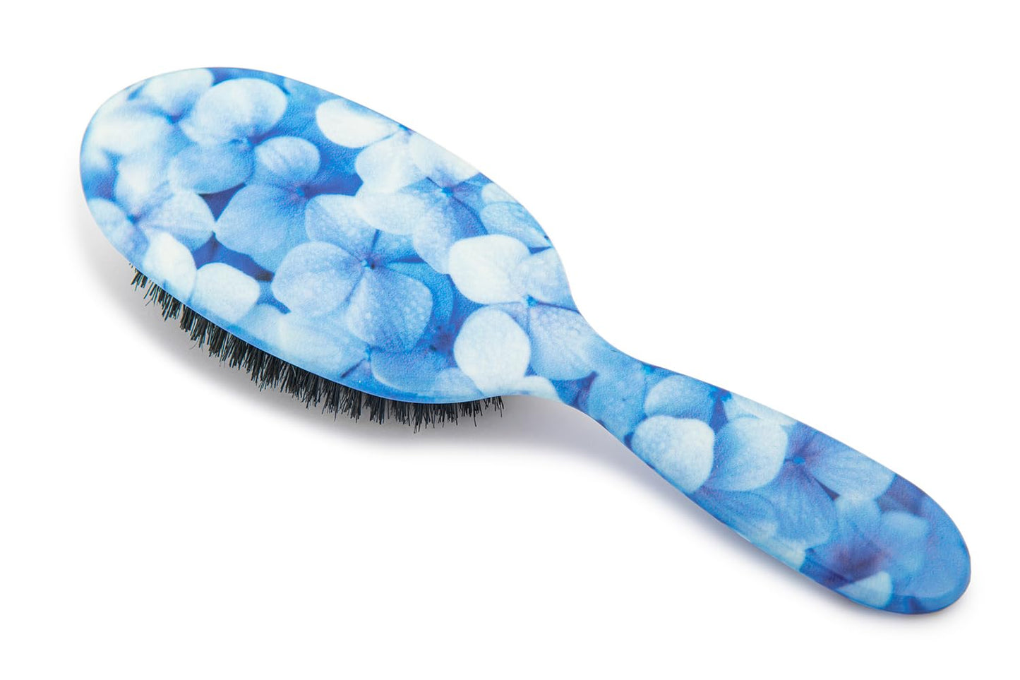 Rock & Ruddle Natural Mixed Boar Bristle Hair Brush for Women and Kids (Large 21 cm) - Perfect for Wet or Dry Hair, Detangling Smoothing Blowdrying - Designed & Made in UK - Happy Hydrangeas
