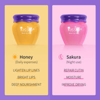 KISSIO Lip Mask Set,Honey and Cherry Lip Sleeping Mask,Repair Lips Day and Night,Plant Extract,Lip Mask Overnight,Hydrating Lip Balm,Honeypot,2 pcs