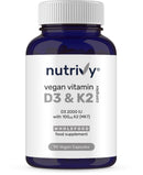 Vegan Vitamin D3 K2 Capsules, 2000 IU, High Strength Vitamin D with 100mcg Vitamin K2 MK7 & MCT Oil, Highly Absorbed, Easy to Swallow, One a Day, Cholecalciferol, 90 Vegan Capsule, Made in UK