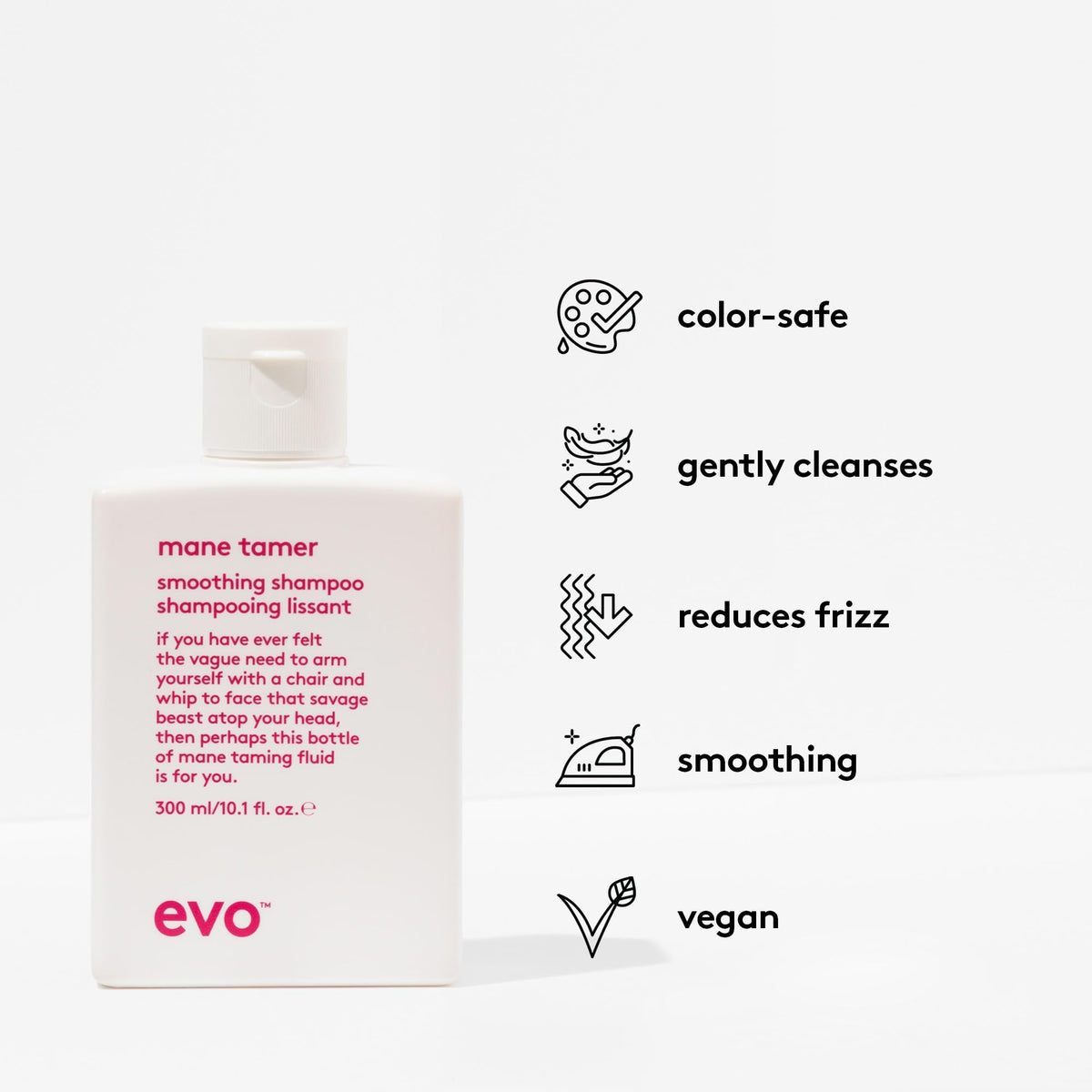 EVO Evo Mane Tamer Smoothing Shampoo for Frizzy, Unruly & Colour-Treated Hair - Anti-Frizz, Sulphate-Free, Colour Safe Cleanser - 300 mL