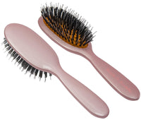 Rock & Ruddle Natural Mixed Boar Bristle Hair Brush for Women and Kids (Small/Travel Size, 17.5cm) - Perfect for Wet or Dry Hair, Detangling Smoothing Blowdrying - Made in UK - Rose Gold Design