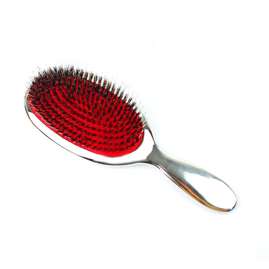 VinBee Paddle Hair Extension Brush Cushion Hair Brush Detangler Dual Bristle Design Soft Boar Bristle Nylon Brush Anti-static Comb Beauty Works Silver