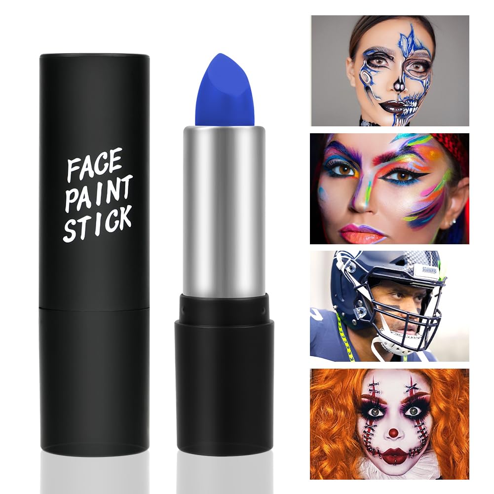 LOPHE Face Paint Stick, Blue Eye Body Paint Stick for Softball Football Baseball Lacrosse, Non Toxic Makeup Stick for Adults Kids Halloween Cosplay, Sport Oil-based Painting Stick
