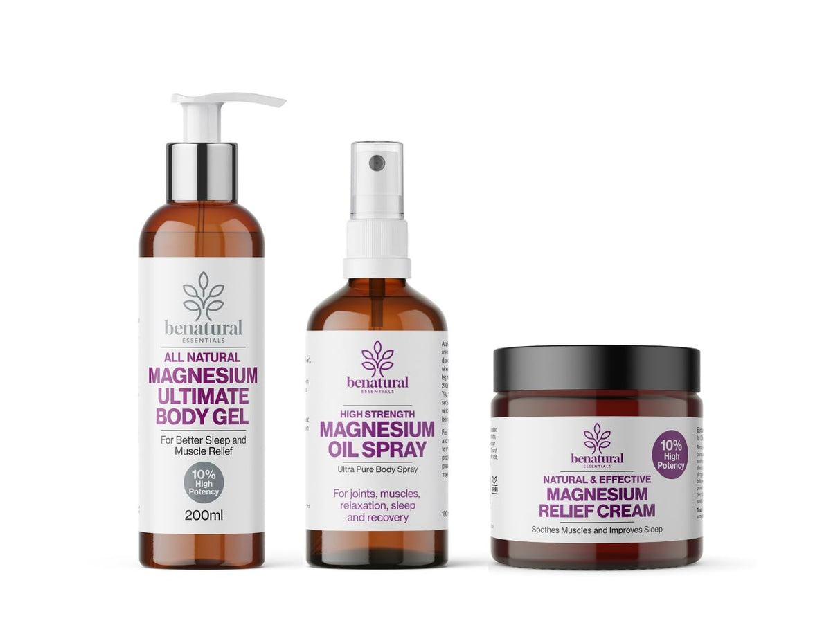 Benatural Essentials All Natural Magnesium Relief Cream 100g | Soothes Muscles & Improves Sleep | Made in the UK | pH Balanced