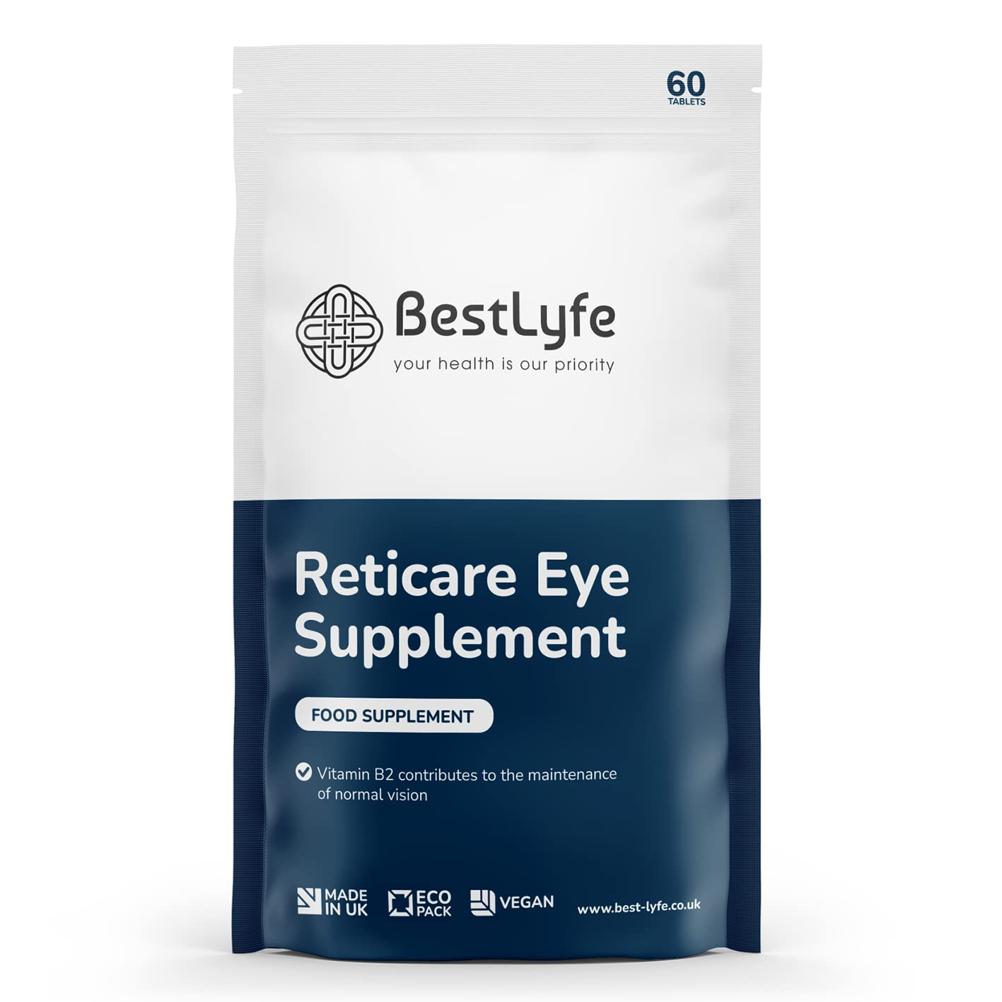 BestLyfe Your Health Is Our Priority BestLyfe Reticare Eye Supplement | 60 Vegan Caps | Advanced Eye Support | Detox, Repair & Maintain | Lutein | Vitamin B | Carotenoids | Anti-Inflammatory | Antioxidant | UK Made