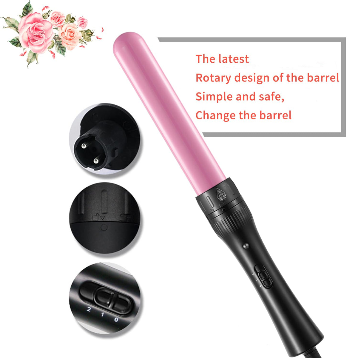 Culwad Curling Wand 3 in 1, Hair Curler Wand Set with 3 Interchangeable Barrels 9/25/32 mm, 180℃-210℃ Temperature Control, Curling Tongs for Short Medium Long Hair