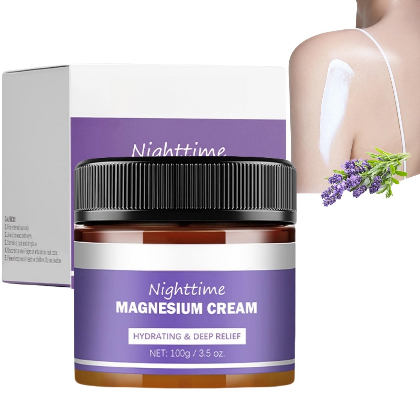 Siyinzu 100g Magnesium Cream for Sleep,Magnesium Sleep Body Cream,Magnesium Body Lotion,Magnesium Soothing S/leep Butter,Magnesium Calm C-ream,Organics Magnesium Balm,Relief Lavender & Magnesium Moisturizer