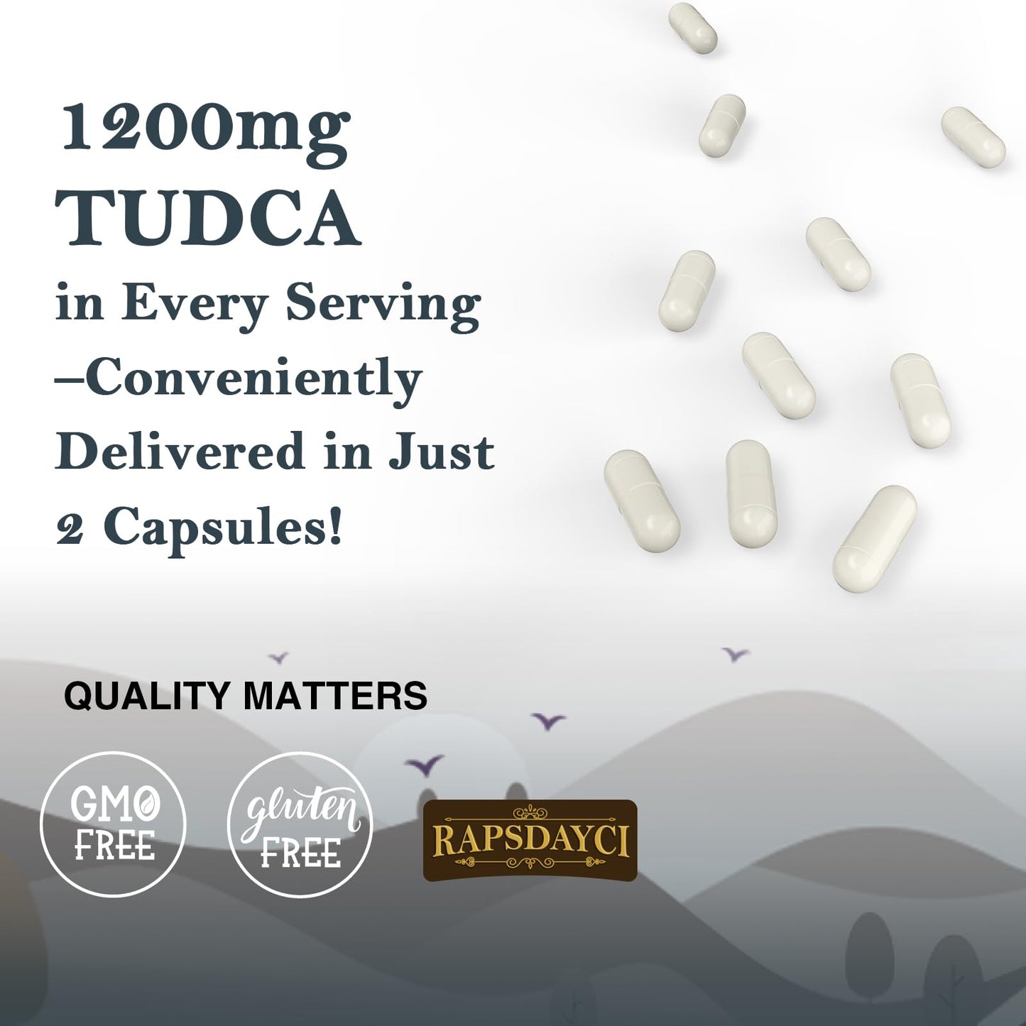 Rapsdayci Ultra Strength TUDCA 1200mg, 60 Capsules – Tauroursodeoxycholic Acid for Liver & Bile Flow Support