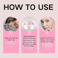 Pink Clay Mask | Organic Face Masks for Women | Rose Calming Clarifying Mud Mask | Clay Face Mask with Bentonite & Kaolin Clay | Pore Minimizer, Deep Cleansing & Hydrating Facial Skincare