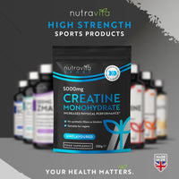 Creatine Monohydrate Powder 5000mg - Micronised for Easy Mixing - For Recovery and Performance - Men and Women Exercise Supplement - 50 Servings - Unflavoured 250g Powder - Made in The UK by Nutravita