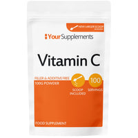 YourSupplements Vitamin C Powder 200g - Ascorbic Acid | 100% Pure British Pharmaceutical Grade | Non-GMO | Scoop Included
