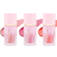 LOPHE 3 Pcs Liquid Blush for Cheeks, Soft Cream Liquid Blush Stick With Fine Glitter, Natural-Looking Face Cheek Tint Blush Makeup, Long Lasting Blendable Lightweight Moisturizing Beauty Makeup