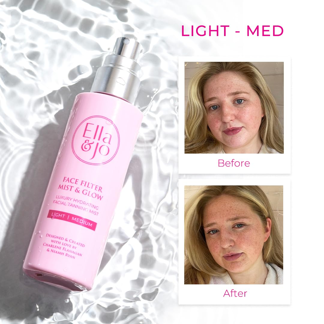 Ella & Jo Tanning Face Mist & Glow - Natural & Even Tan, Hydrating, Lightweight & Freshly Scented (Light Medium)