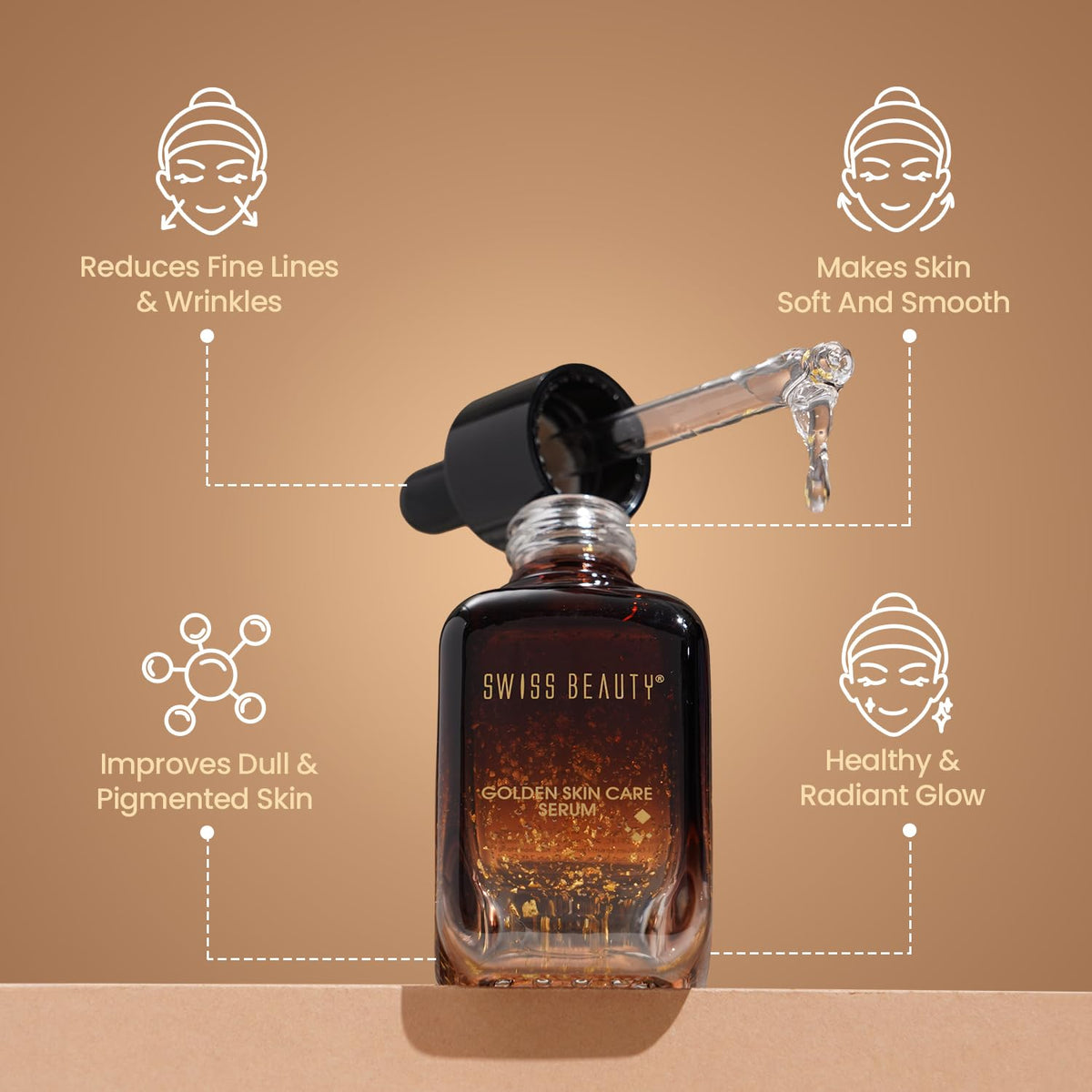 SWISS BEAUTY Swiss Beauty 24K Gold Face Serum For Glowing Skin | Light Weight, Non Greasy Serum With Anti Ageing Formula | 40ml
