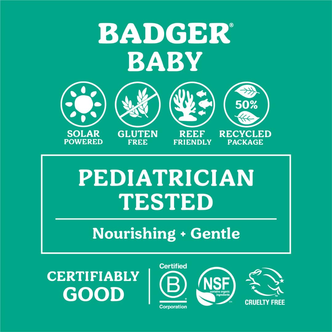 Badger Baby & Toddler Mineral Sunscreen SPF 30 | Broad Spectrum UVA/UVB Protection | Pediatrician-Tested | Chamomile & Calendula | Sensitive Skin Safe | Water Resistant Sun Lotion (87ml)
