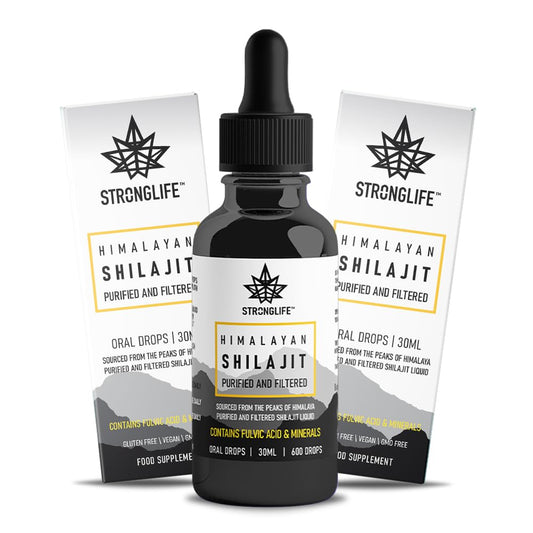Shilajit Resin Stronglife Himalayan Liquid Oil Drops 30 gram Equivalent | Natural Source of Fulvic Acid & Mineral Oral Drops | UK Lab Certified | 30ml