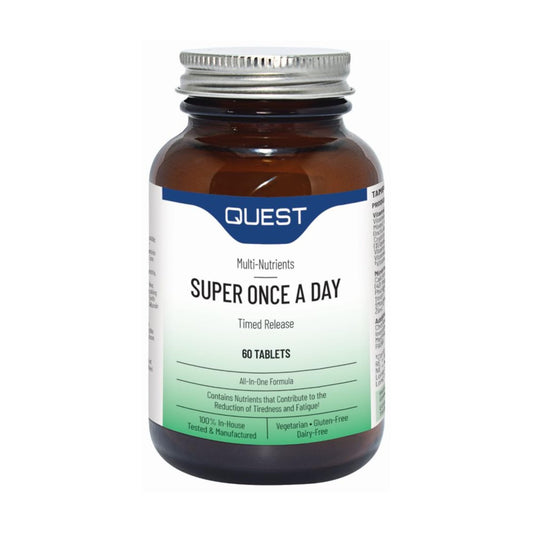 Quest - Super Once a Day Multi-Nutrients 6 Hour Timed Release Multivitamin Tablets for Men & Women. All-in-One Vitamin and Minerals Supplements. Vegetarian & Gluten- Free (60 Tablets)