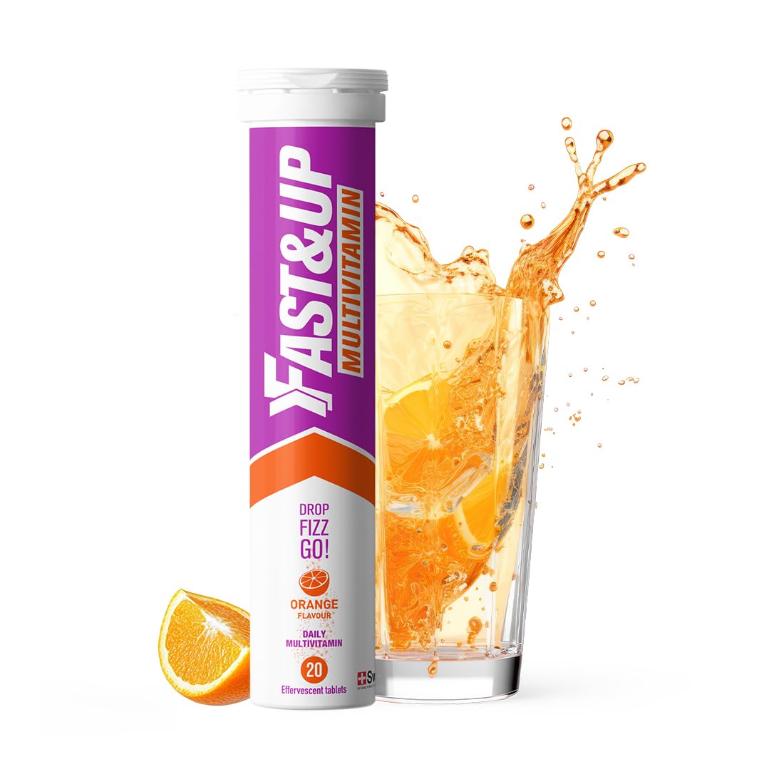FAST&UP Fast&Up Multivitamin – Complete Multivitamin Supplement – All Day Energy – 20 Effervescent Tablets – Supports Immune System – Orange