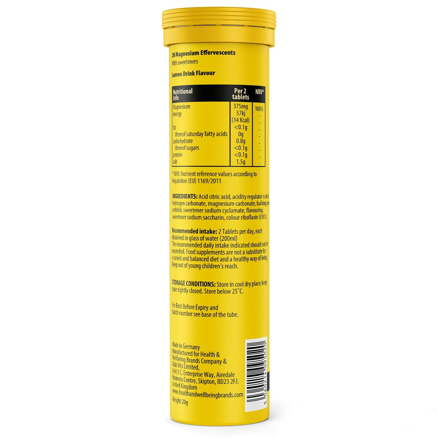 SCIENCE FITNESS Magnesium Lemon Flavour Effervescent Tablets -120 Tablets for Normal Muscle Functions, Suitable for Vegans and Vegetarians, Magnesium 375 mg per Serving