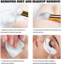 Mererke_Pretty Eyelash Extension Shampoo 60 ml + Brush - Eyelid Foaming Cleanser - Sensitive Paraben & Sulfate Free - Eyelash Wash and Lash Bath for Extensions - Salon Use and Home Care