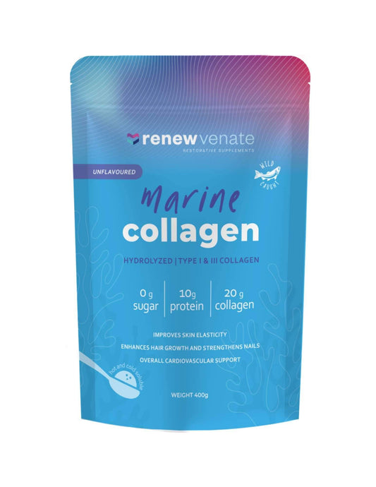 RenewVenate Marine Collagen Powder – Premium Hydrolyzed Peptides for Radiant Skin, Hair, Nails & Joint Health – Non-GMO, Gluten-Free, Keto-Friendly 400g