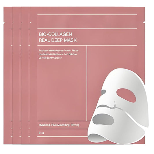 MINSHZEE Collagen Anti-Wrinkle Moisturising Face Mask, Korean Overnight Treatment, Pore Shrinking, 4 Pack