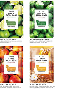 MOOYAM 8-pack Korean Skin Care Face Beauty Mask Sheet - Jojoba Oil, Green Tea, Vitamin C, Hyaluronic Acid, Shea Butter, Moisturising, Anti-Wrinkle, Brightening, Firming, Nourishing, Lightening 25ml/pc