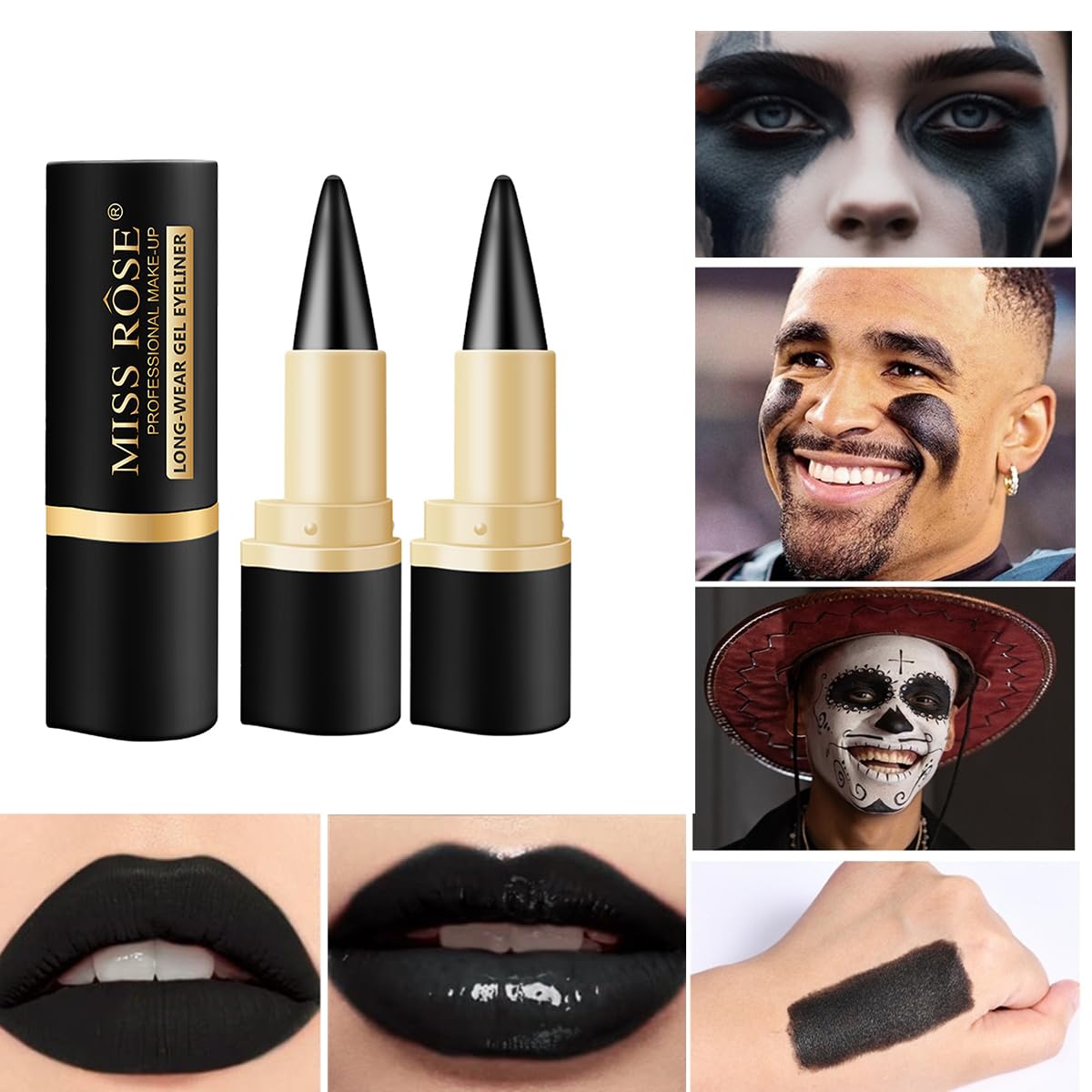 HOPHAT 2PCS Black Eyeliner Cream – Highly Pigmented Waterproof Black Eyeliner Gel, Long Lasting Smudge-proof Eye Liners Makeup Set Gift For Women