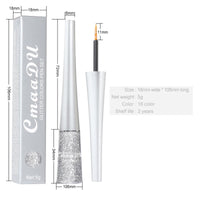 QUIWEN Glitter Eyeliner, Glitter Eye Silver, Liquid Glitter Eyeshadow, Waterproof Sparkle Long-Lasting Smudge-proof Liquid Eye Liners, Quick Dry Shimmer White Silver Beauty Makeup For Women (Silver)