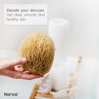 Naroa NAROA Natural Exfoliating Loofah Sea Sponges for Bath & Shower | Scrunchie Body Puff Scrubber | Sustainable Eco Gift for Adults (Medium)