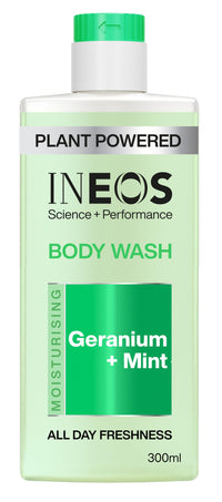 INEOS Skin Science - All Day Freshness With Provitamin B5 Body Wash Geranium + Mint - With SkinActiv Cooling Tech™ - Plant Powered 300ml