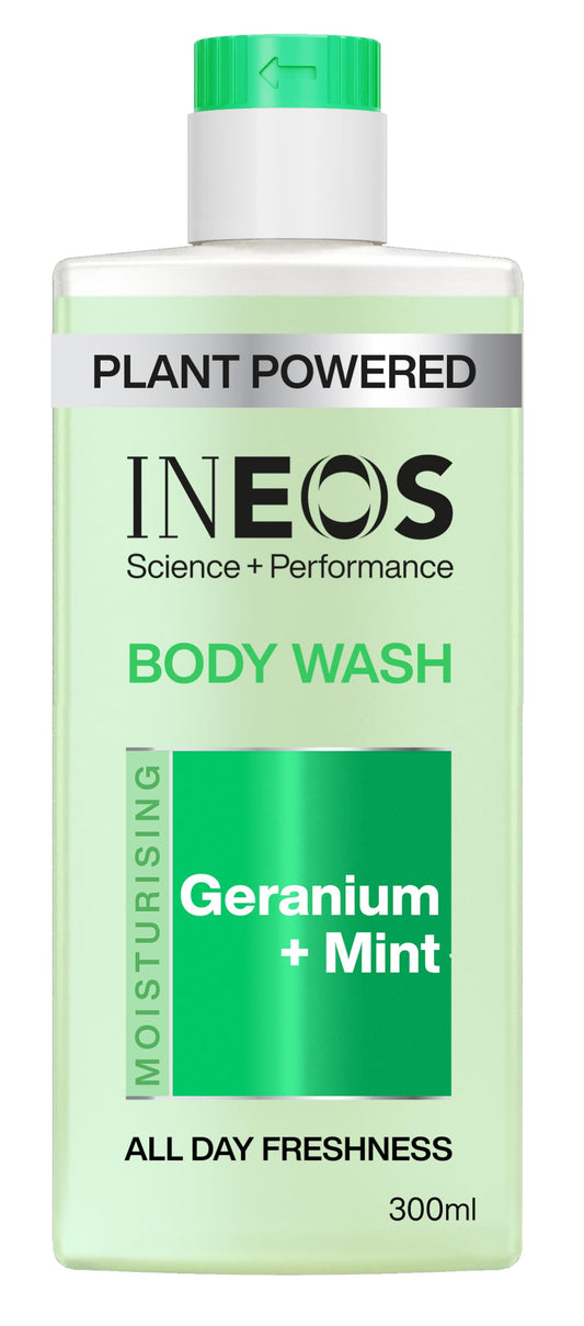 INEOS Skin Science - All Day Freshness With Provitamin B5 Body Wash Geranium + Mint - With SkinActiv Cooling Tech™ - Plant Powered 300ml